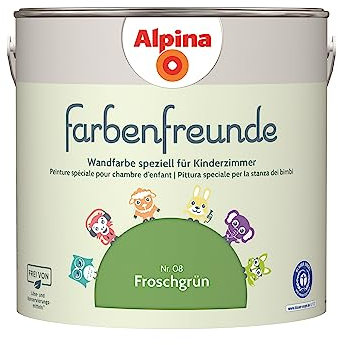 Alpina Farbenfreunde – Nr. 08 Froschgrün – Wandfarben speziell für Kinderzimmer – frei von konservierungs- und lösemittelfrei – für ein gesundes und behagliches Raumklima – 2,5L