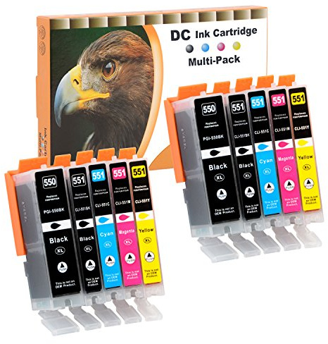 D&C 10x Druckerpatronen Kompatibel für Canon PGI-550 XL CLI-551 XL für Canon Pixma MG7550 MX925 iP7200 iP7250 MG5400 Series MG5450 MG5550 MG5650 MG5655 MX725 MX920 iP8750 iX6850 MG6350 MG6450 MG6650