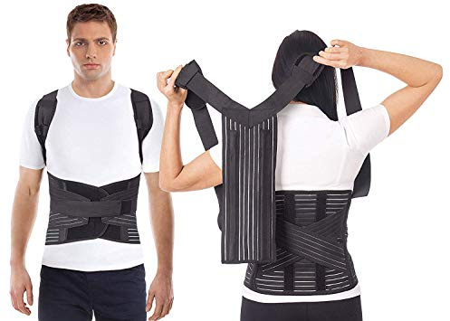 Correcteur De Posture + Ceinture Lombaire Deux en Un/Respirant Maintien Du Dos et Épaules LUX Support dorsale clavicule réglable orthopédique Haut et bas du dos Soulagement de la douleur Medium