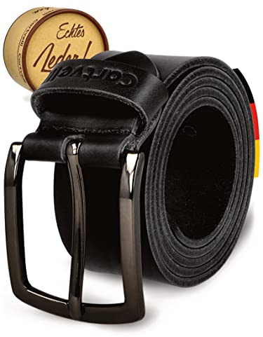 Cartvelli Ledergürtel Herren 4cm Made in Germany mit Geschenkbox - Echtleder Herrengürtel kürzbar - Premium Vollleder pflanzlich gegerbt
