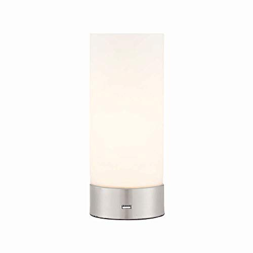 40W Brushed Nickel and Glass Touch Dimmable Task Table Light Desk Lamp with USB Port Mobile Phone Charger