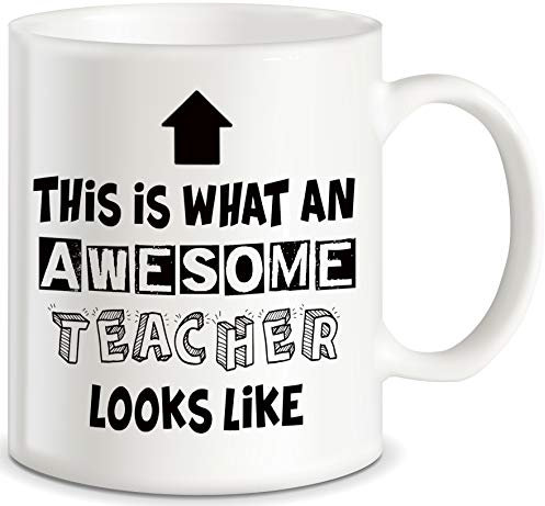 Klassiska muggar lärare uppskattningsgåvor 'What An Awesome Teacher Looks Like' för klassrumslärardekorationer 'World's Best Men Women Teachers Ever' nyhet gåva kaffemugg tekopp gåva från studenter