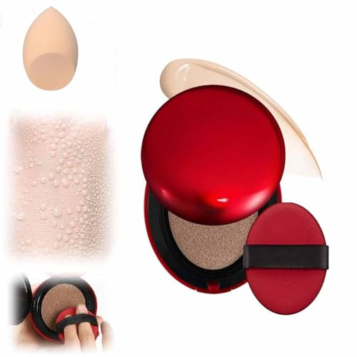 Red Cushion Foundation,Cushion Foundation,Cushion Foundation Make-up für Glashaut,Super Fit Cushion Foundation,Volle Deckkraft Grundierung,Wasserfest & Langlebig,Leichtes & natürliches Aussehen