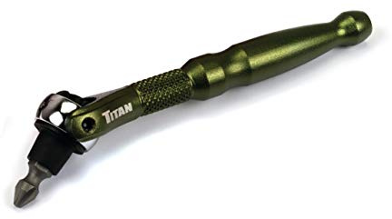 Titan Tools 11325 Mikro-Ratschen-Bit-Treiber, 1/4-Zoll-Antrieb x 10,2 cm, 90 Zähne, Schwenkkopf, Grün