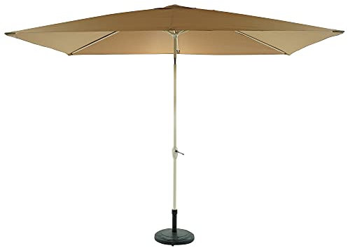 Stilè Ombrellone da Giardino con Palo Centrale 3X2M in Alluminio Meccanismo di Inclinazione A Manovella Parasole (Tortora)