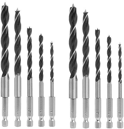 Bestgle 10 Pcs Brocas En Espiral Para Madera, Hexagonales De ¼ Para Madera, Accesorios Para Taladro Atornillador