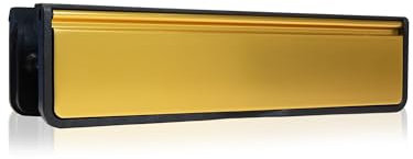 UAP MailPlate Luxe 12 Letterplate Satin Brass, Premium Draught Proof Postal Letterbox, Telescopic Sleeved Letter Box For Wooden, Composite And uPVC Midrail Doors With 40-80mm Door Thickness.