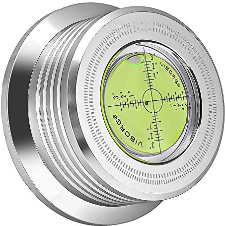 Tertullus Plattenspieler Disc Record Gewicht, 60Hz Schallplatten Plattenstabilizer Auflagegewicht, Plattenklemme LP Disc Stabilizer Drehscheibe mit Wasserwaage für LP-Vinyl Plattenspieler(Silber)