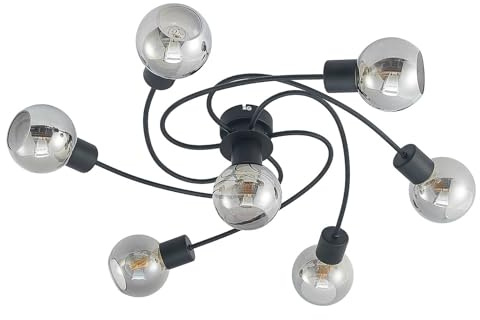 Ceiling Light 'Ciala' dimmable (Modern) in Black Made of Metal for e.g. Living Room & Dining Room (7 Light Sources, E14) from Lindby | Ceiling lamp, lamp