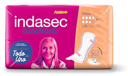 Indasec Discreet Maxi, Pack de 6 bolsas (90 unidades)