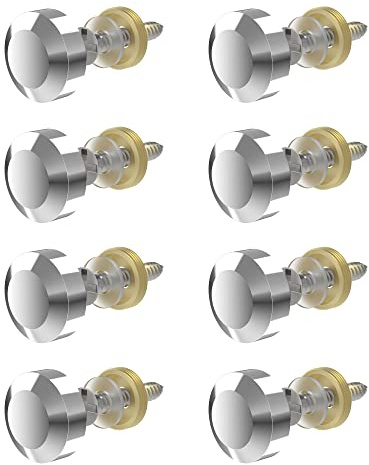 FOCMKEAS 8 PCS 25mm(0.98) Mirror Screws, Brass Decorative Caps Cover Fasteners, Metal Mirror Nails, Polished Beveled Silver Lid (Bright Silver)