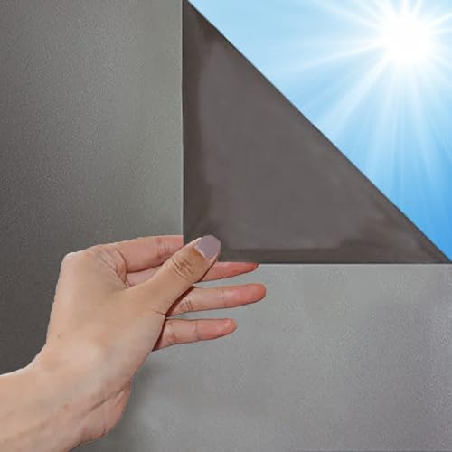 HOMTOL Sichtschutzfolie Fensterfolie Statische Milchglasfolie 50x400cm Grau selbsthaftend Blickdicht Sonnenschutzfolie Schutz der Privatsphäre Anti-Peep-Folie für Badezimmer Wohnzimmer Konferenzraum