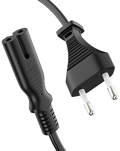 ETEC Euro Cable de alimentación, Enchufe Europeo Recto a Enchufe IEC C7 Recto, Cable de alimentación para electrodomésticos, 1,00 m, Negro
