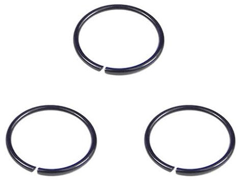 DENI 3 schwarze Nasenringe, Durchmesser 8 mm und sehr dünn, Dicke 0,6 mm ohne Verschluss., Silber