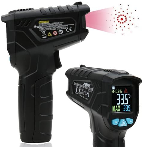 OKJHFD Infrarot-Thermometer, IR01B Industrie-Thermometer 50 ℃ ~ 550 ℃ (58 ℉ ~ 1022 ℉), Tragbarer Infrarot-Temperaturtester Schwarz Für Kochen/Grillen/Gefrierschrank/Lebensmittel/Kühlschrank