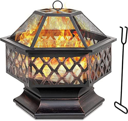 ItzZa Brasero de jardín, Calentador para Exteriores, Quemador de leña para jardín, fogones Grandes, Cuencos para Fuego, Cubierta para Parrilla, Cuenco Cuadrado para Barbacoa/fogón