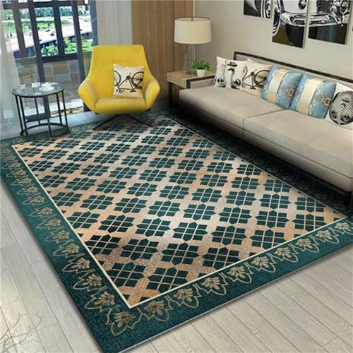 RUGMRZ Designer Teppich Flickenteppich Waschbar Licht Luxus Wohnzimmer Teppich grün geometrisches Design modernen Stil langlebig Teppich Flur Lang 200X260CM