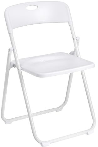 Baroni Home Klappstuhl mit PVC- und Stahlgestell, platzsparender zusammenklappbarer Sitz mit Füßen und Griff, Outdoor-Stuhl, Küche, Wohnzimmer, Reisen, 74x43x49 cm, 1 Stuck, Weiß