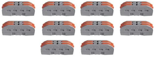 10 Morsettiere Elettriche, Connettori Elettrici Rapidi Con 2 Entrate, Per Allungare Cavi Fili Elettrici, Da 0,08 a 4 mm² Fino a 450V 32A (2 Poli)