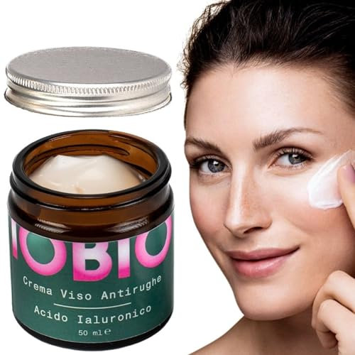 Eywa Crema Viso Antirughe all’Acido Ialuronico IOBIO (50 ml) – Crema giorno idratante per rughe e segni del tempo – Con collagene, malva bio, ginseng e Gatuline – Bio, vegan, made in Italy