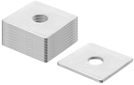 sourcing map 10 rondelle quadrate da 5,1 cm per bulloni da 1/2, rondelle piatte in acciaio inox 201, per riparazione di macchinari, costruzione esterna (0,2 cm di spessore)