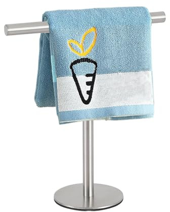 Soporte de soporte de toallas de mano, estante independiente de baño y toallas de cocina, soporte de estante de alfombra, rendimiento independiente, excelente material, 27.3x12x32cm, para facilitar el