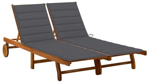 Xichuzi 2-Personen-Sonnenliege mit Auflagen Akazie Massivholz, Gartenliege, Liegestuhl, Sonnenstuhl, Sonneninsel Outdoor, Liegen, Gartenmöbel, Bäderliege, Relaxliege - 3061374