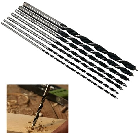 7pc Wood Drill Set High-Speed Steel Wood Auger Drill Bit Set Extra Long Sizes 4mm to 12mm Spiral Woodwork Compatible with Most Drills