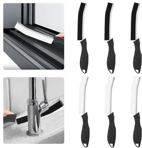 6 Piezas Cepillo para Limpieza de hendiduras, Cepillo de Limpieza de Ranura de Azulejos de baño para Inodoro, Cocina, Ranura de Puerta de Ventana, Herramienta Multifuncional de Limpieza de Huecos