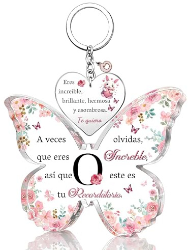 Regalos Inspiradores Carteles y Placas Decorativas Llavero Acrílica Juego A a la Z Letra Inicial 26 Alfabetos Cumpleaños Navidad Amiga Hija Recuerdo Graduación Mujeres Personalizadas San Valentín (O)