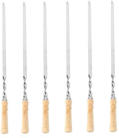 TOYANDONA 6pièces Brochettes à Barbecue Bois avec Manche pour Rôtir Viande et Légumes Camping et Pique-