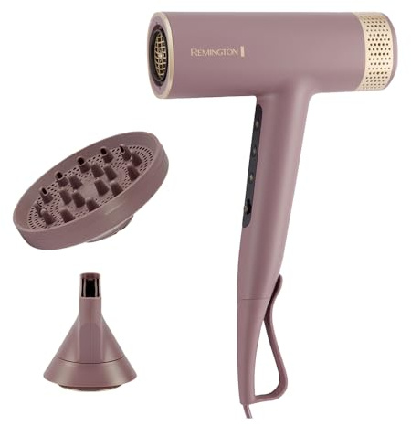 Remington AIRvive Sèche-cheveux (Moteur numérique silencieux léger, 110 000 tr/min, séchage rapide) Concentrateur, diffuseur (Technologie Ionique et anti-frisottis,12 réglages chaleur-vitesse) EC8930