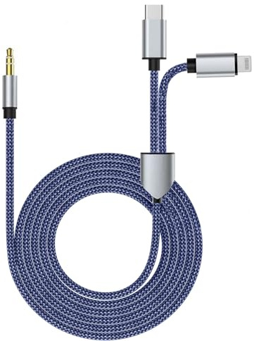 Aoiutrn Aux Kabel für iPhone und USB C, Typ USB C zu 3,5 mm Audio Adapter Kabel mit Extra 3,5 mm Kopfhörer Jack Kompatibel mit iPhone 16/15, iPad, Samsung zu Auto Stereo, Kopfhörer, Lautsp