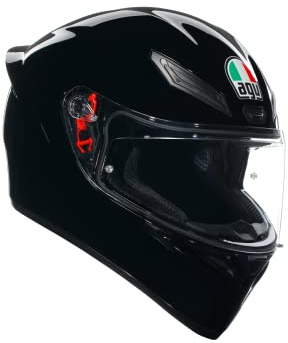 AGV - K1 S E2206, Casque Moto Intégral ECE, Style Racing avec Spoiler Aérodynamique, Entrées d’Air et Visière Anti-Rayures, Champ de Vision 190°, Prédisposition Intercom, New Model - Black, L