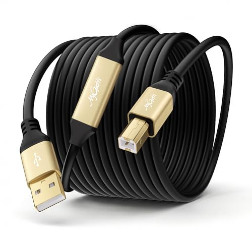 Mygatti USB Printer Cable 35FT, Extra Long Type 2.0 A Male to B Male Scanner Cord, High Speed Print Cord for Audio Interface, Epson, HP, Canon, Dell, Midi Keyboard and More