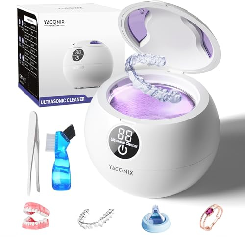 Holder Cleaner Machine 45kHz Ultrasonic Dental Holder Cleaner 3 Modes and Digital Timer Mouthguard Holder Clean, Denture Clean, Night Protection, Brace Aligner, Jewellery 200ML