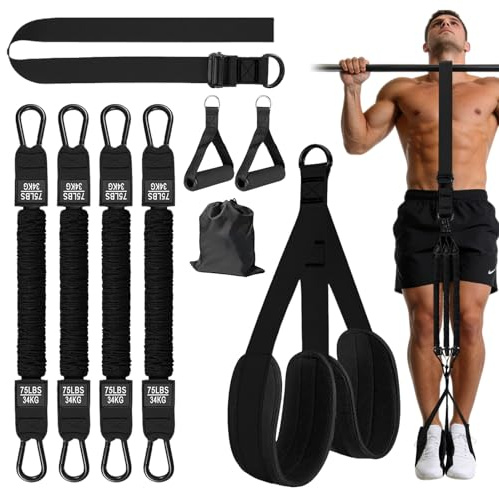 flintronic Fasce di Supporto Per Trazioni, 300 lbs Resistenza e Altezza Regolabili, con Comodo Poggiapiedi, Bande Elastiche Resistenza Pull up, Per Supporto nell'Allenamento di Trazione