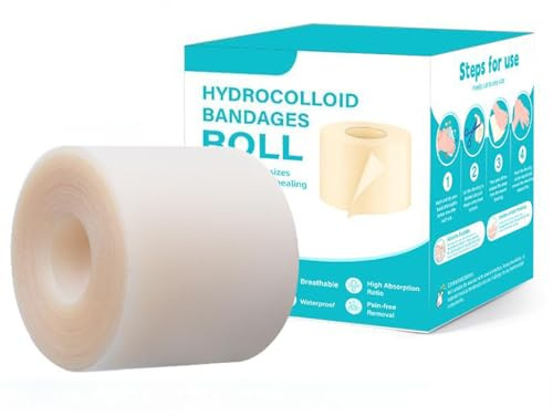 Rouleau de pansement hydrocolloïde, Ruban hydrocolloïde pour le soin des plaies, autocollant découpable, Pansement autocollant et imperméable (5cm×1.5m/1.97in×4.92ft)
