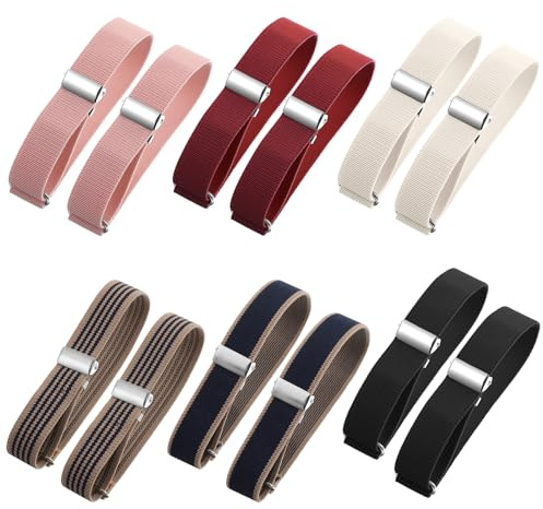 Elegaperma 6 par ärmhållare för män, snygg ärmhållare kvinnor, unisex elastisk skjorta, ärmhållare för kvinnor, för arbete, formella tillfällen och vardag