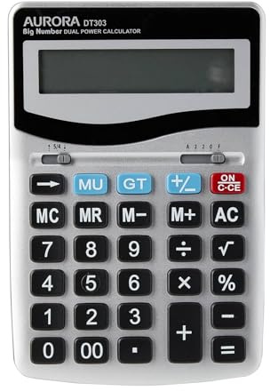 Aurora DT303 – Calculator (Desktop, Basic Calculator, 12 Digits, 1 Lines, Silver)