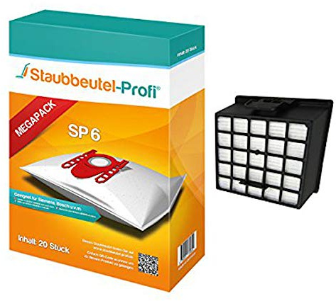 20 Staubsaugerbeutel + 1 Hepafilter geeignet für Siemens VSZ31455, VSZ31456, VS06G2410, VS06.. (SP 6) von Staubbeutel-Profi®