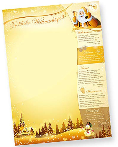 Briefpapier Weihnachtsmann (500 Blatt) Weihnachtsbriefpapier beidseitig Rückseite mit Weihnachtsliedern