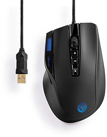 ProSquad SQ1600 USB Gaming Maus | 10 Tasten, 32 Farben, 11.750 FPS, 6000 DPI, inkl. LCD Display für PC