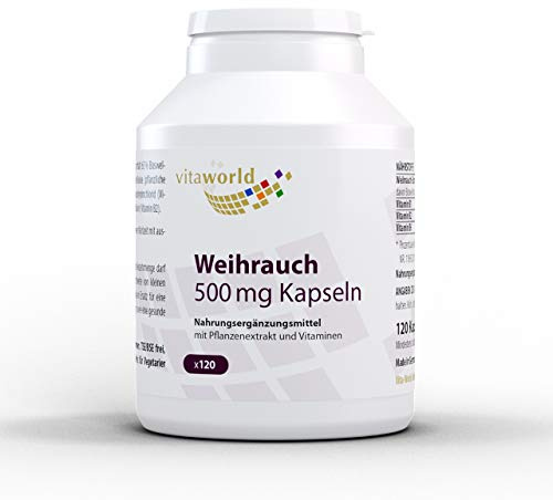 Vita World Boswellia serrata Extract (65%) 500mg Incense Weihrauch 120 Vegetarian Capsules + B Vitamins Made in Germany