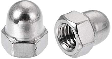 sourcing map 30pcs Écrou Borgnes M5 Hexagonal Dôme Clous 304 Acier Inoxydable Décoratif pour Vis Boulons Argenté