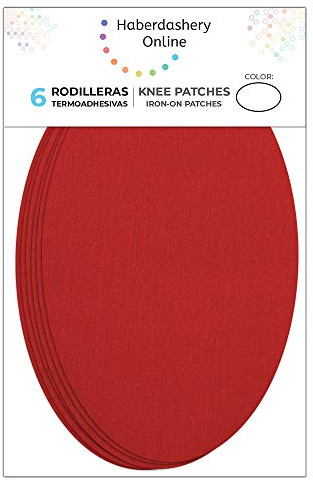 6 Thermoaufbügelbare Knie- und Ellbogenflicken – Bügelflicken 16 x 10 cm – Zum Reparieren & Verstärken von Hosen, Jacken, Pullovern & Hemden – Farbe: Rot