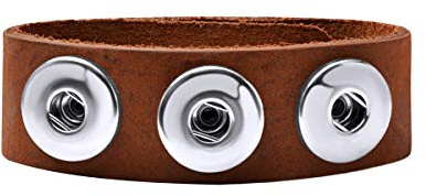 Quiges Femme Bracelet Bouton Pression 18mm en Cuir Pain d'Épices Marron Ajustable 18.5-20.5cm