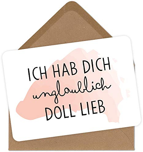 OWLBOOK Grußkarte hab dich unglaublich doll lieb Geschenkkarte mit Briefumschlag Geschenke Geschenkideen für Frauen zum Valentinstag