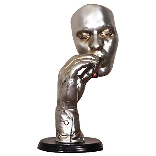 LILOVE Retro Meditators Abstract Sculpture Man Smoking Cigar Creative Face Statue Character Resin Figurine Artwork Home Decorations