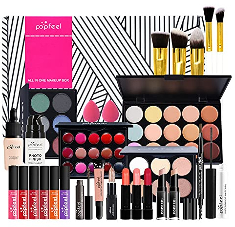 Professionelles Make-up Sets, MKNZOME 26 Stück Schminkkoffer Schminkset Frauen Schminke Set Damen Makeup Paletten Kosmetik Lidschatten Lipgloss Geburtstags Weihnachten Geschenkset